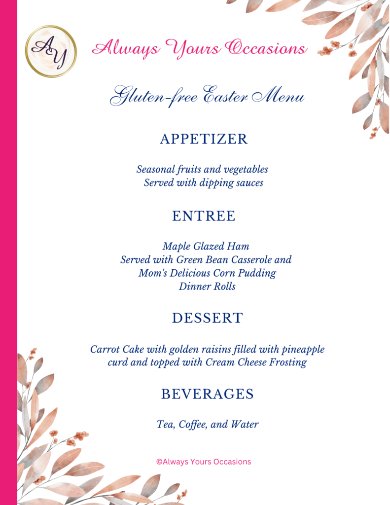 Gluten-free Easter Menu